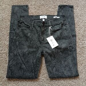 FRAME NWT Le High Skinny Snakeskin Coated Jeans | Animal Print